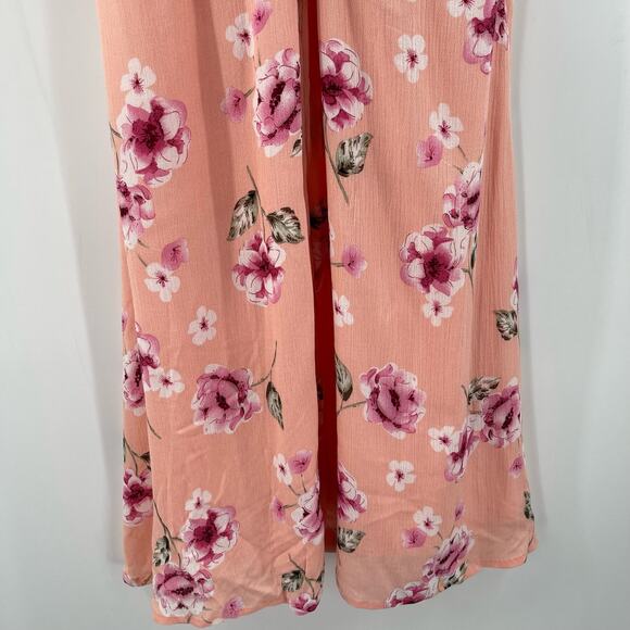 PROMESA Dress Size Medium NWT Floral Peach Button Down Tie Mini Boutique - Picture 10 of 16